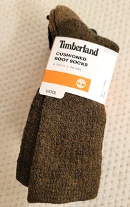 NWT Timberland Men's Cushioned Boot Socks 4 pairs Wool brown,blue, olive green - Picture 1 of 8