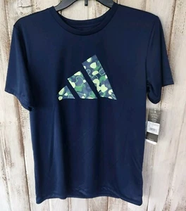 NWT Boys Adidas XL (18/20) Aeroready Navy Blue CAMO Logo Shirt - Picture 1 of 7