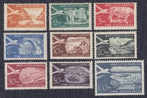 Yugoslavia 1951 Definitive - Airmail, Landscapes, Michel 644-652, perfect MNH - Picture 1 of 2