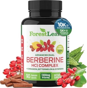 Berberine HCL Complex Supplement 1300mg Blood Sugar & Cholesterol , 90 Capsules - Picture 1 of 9