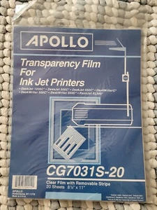 APOLLO Transparency Film For Ink Jet Printers CG7031S 20 sheets 8 1/2" x 11" New - Picture 1 of 2