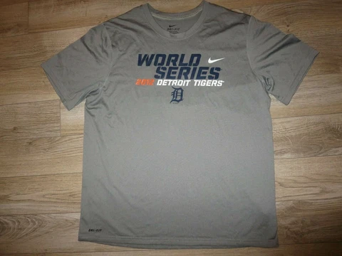 Detroit Tigers 2012 World Series MLB Nike Running Training Dri-Fit Shirt LG L Cover