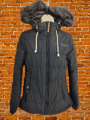 WOMENS PROTEST EU 36 UK 10 SMALL BLACK HOOD PADDED JACKET COAT 10K WATERPROOF - Image 1 of 4