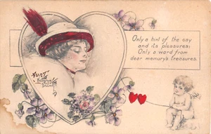 1912 sgd. Kathryn Elliot Pretty Lady post card Sent by Artist to Her Nephew - Picture 1 of 2