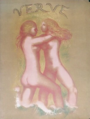 LITOGRAFÍA ORIGINAL A COLOR: [CHICAS DESNUDAS ABRAZANDO] por A. Maillol, Verve 1938. Foto 1 de 2