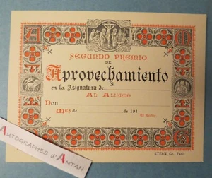 ● Segundo Premio de Aprovechiamiento Vieux carton gravé Stern espagnol Espagne - Picture 1 of 1