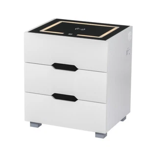 Artiss Smart Bedside Table 3 Drawers with Wireless Charging Ports LED White ADAD - Picture 1 of 6