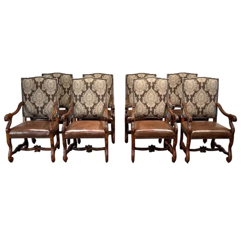 Set of Eight French Regence Style Dining Chairs Cover