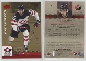 2017 Upper Deck Team Canada Juniors Exclusives Red /199 Nicolas Roy #13
