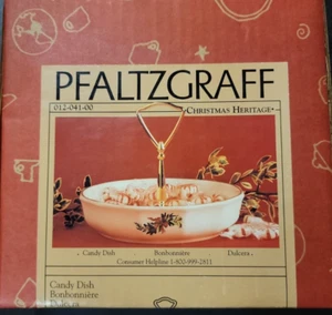 Pfaltzgraff Christmas Heritage Candy Dish Mango Bandeja Tidbit con Caja Usado en Excelente Condición - Imagen 1 de 4