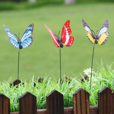 50Pcs Butterfly Stakes Outdoor Yard Planter Flower Pot Bed Garden Decor Yard USA - Image 1 of 4