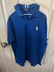Ralph Lauren Polo Golf Uomo Polo Shirt Big Pony Pro FIt Blu Bianco Taglia XL - Foto 1 di 5