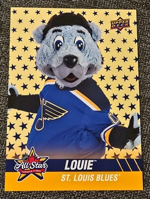 Tarjeta mascota LOUIE NHL 2024 All Star Game Toronto Upper Deck St. Louis Blues Foto 1 de 2