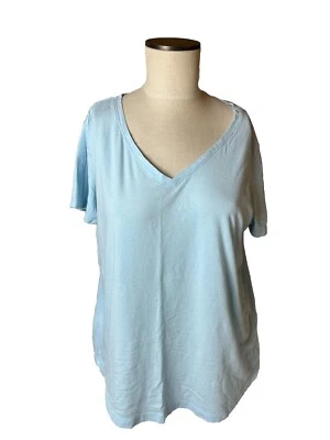 Camiseta Eddie Bauer azul claro ropa deportiva para mujer grande L cuello en V manga corta Foto 1 de 4