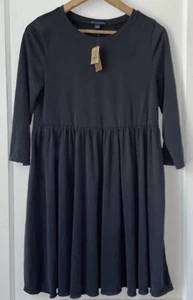 American Eagle Pullover Baby Doll Dress 3/4 Sleeves Dark Gray Y2K Grunge M NWT - Picture 1 of 8