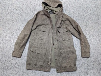 vintage PARKA brown tan WOOL field coat 40 hooded 60/40 STYLE woolrich - Image 1 of 4