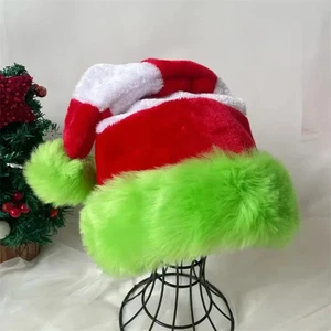 Xmas Long Splicing Christmas Santa Hat Plush Holiday Red Hat For Woman And Man - Picture 1 of 26