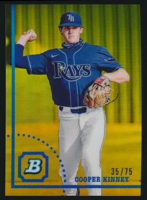 2022 Bowman Heritage Chrome Yellow Refractor #BHPC-80 Cooper Kinney 35/75 Tampa - Image 1 of 2