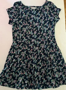 Ella Simone Dress Plus Size 1X Blue Floral Stretch Dress Mid Length Scoop Neck  - Picture 1 of 8