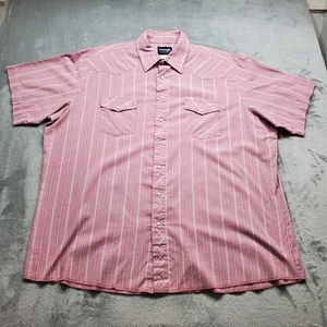 Wrangler Western Pearl Snap Button Down Stripe Shirt Maroon White Men Sz 3XLT - Picture 1 of 8
