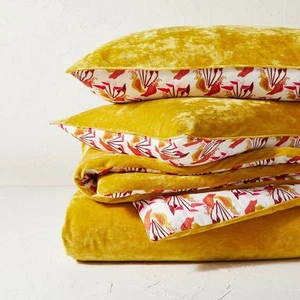 Full/Queen Reversible Velvet Comforter & Sham Set Gold - Opalhouse designed - Picture 1 of 5