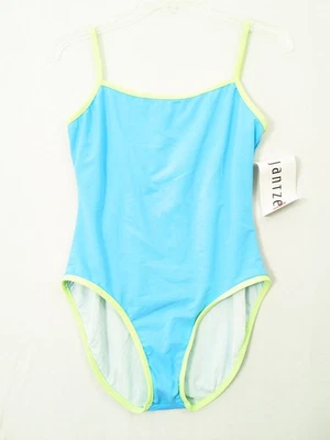 Vtg NWT 12 90's Deadstock Jantzen One Piece Swimsuit Blue Green Classic Minimal - Image 1 of 4