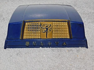 VTG - 1950s BULOVA MANS WATCH BOX - NAVY BLUE PLASTIC & GOLD TRIM - Picture 1 of 9