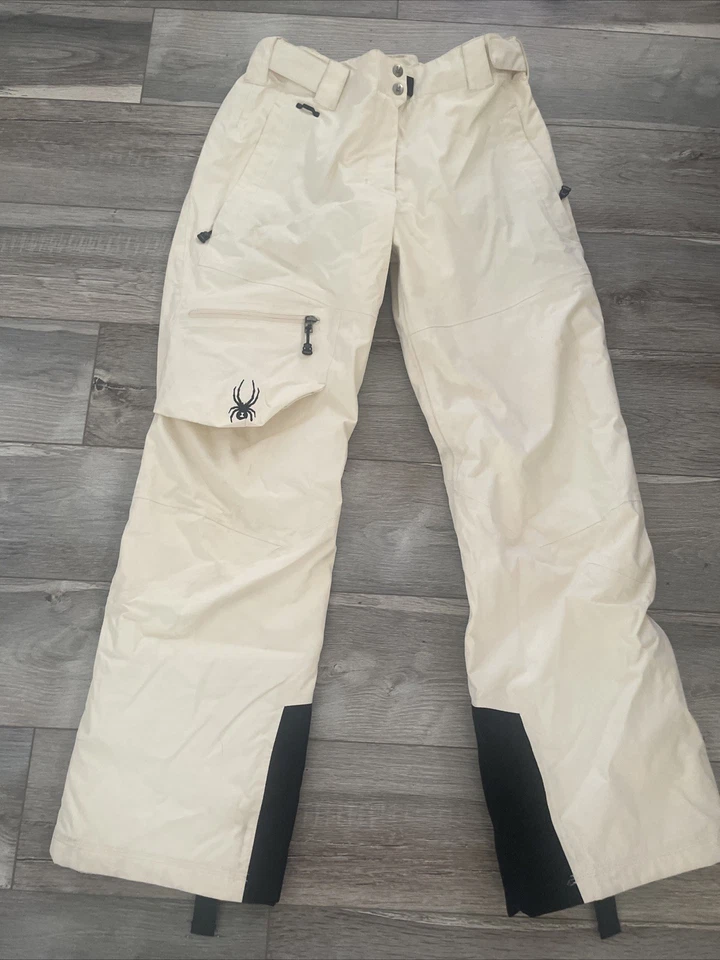 Pantalones de Nieve Spyder Mujer L Crema Forrados Rellenos Esquí Snowboard Tobillo Cremallera Bootcut Foto 1 de 4