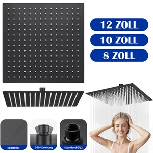 8/10/12Zoll Edelstahl Kopfbrause Duschkopf Regendusche Duschbrause Deckenmontage - Bild 1 von 22