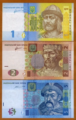 SET Ukraine, 1;2;5 Hryvnia, 2005-2015, P-116-117-118, UNC Cover