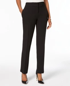Kasper Women's Black Solid Stretch Crepe Straight-Leg Dress Pants Size 12 - Picture 1 of 3