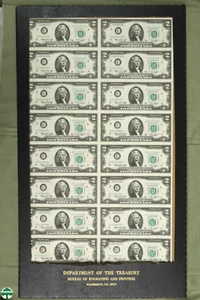 Sheet of 16 - Series of 1976 A $2 Federal Reserve Notes FRC - Star Notes - Picture 1 of 7