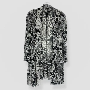 Ali Miles Plus Size 1X Topper Kimono Nero Bianco Pois Casual Nonna Flowy - Foto 1 di 8