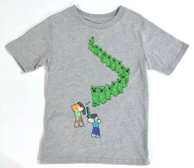 Minecraft Shirt Boys Small 6-7 Creeper Line T-Shirt Short Sleeve Steve Alex Tee - Image 1 of 4