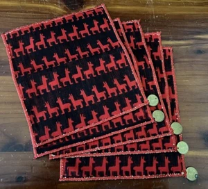 Juego de 5 servilletas de cóctel de tela tejida con centavos de metal rojo negro llama - Imagen 1 de 10