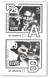 Elvis Presley Official Ballot Voting Postcard from 1992 USPS Stamp Postcard - Picture 1 of 2