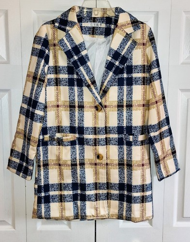 VETEMENTS Cappotto blazer donna a quadri con revers GYK nuovo senza etichette tg. M. Prezzo consigliato $110.