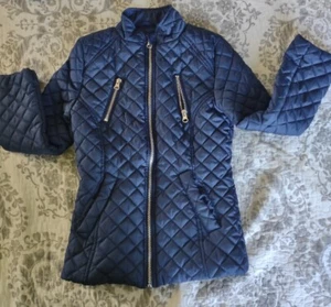 Girls Quilted Slim Puffer Jacket Navy Coat Size 6/6X - Picture 1 of 5