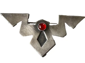 VTG artist SMITH made brooch 925 Sterling silver Carnelian Art Deco wings design - Picture 1 of 6
