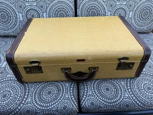 Vtg “Lincoln” 21x7x 13.5”Tweed & Leather Suitcase 1930s 1940s Old Luggage Decor - Picture 1 of 12