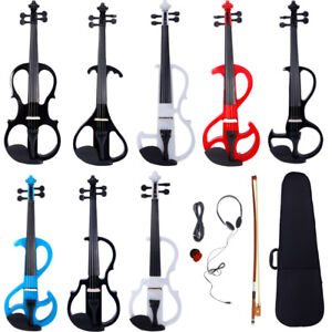 New 4/4 Electric Silent Violin + Case + Bow + Rosin + Headphone