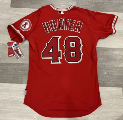 NWT Signed Authentic Majestic Torii Hunter Anaheim Angels Baseball Jersey Sz 44 - Image 1 of 4