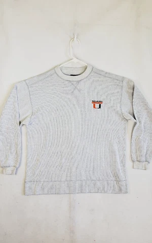 Miami Hurricanes Sweatshirt Men's Gray Large Pro Edge Pullover Long Sleeve Cover