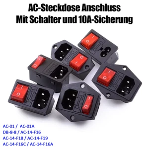10A 250V Sicherung Wippschalter IEC320 C14 C01 Messing Einlass Steckdose Stecker - Bild 1 von 18
