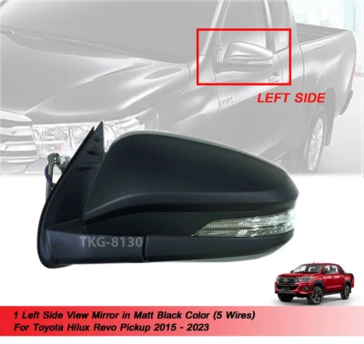 LH Side View Mirror Black 5 Wires Fit Toyota Hilux Revo 2015 -2022 2021 2023 - Imagem 1 de 4