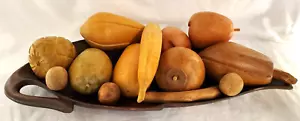 Vintage 14 Stück Deko Holzschale geschnitzt gebeizt Obstblatt Servierschale - Bild 1 von 24