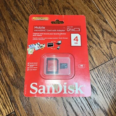SanDisk MicroSDHC Card With Adapter 4GB ~ *NEW* - Image 1 of 4