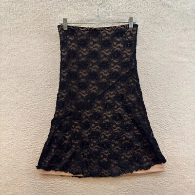 90s Y2K Vintage Lace Mesh Midi Skirt Medium Black Goth Fairy Grunge Victorian - Image 1 of 4