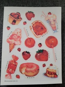1983 Vintage Hallmark Sticker Sheet Scratch N Sniff Strawberry Strawberrys Candy - Picture 1 of 2