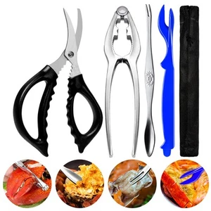 Crab Crackers and Tools Stainless Steel Lobster Crackers and Picks Set Forks ... - Picture 1 of 6